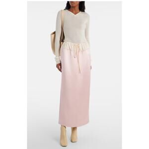 Khaite Chet Satin Maxi Skirt in Soft Pink 6